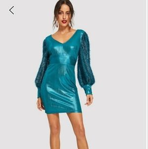 Fuzzy Sleeve party dress